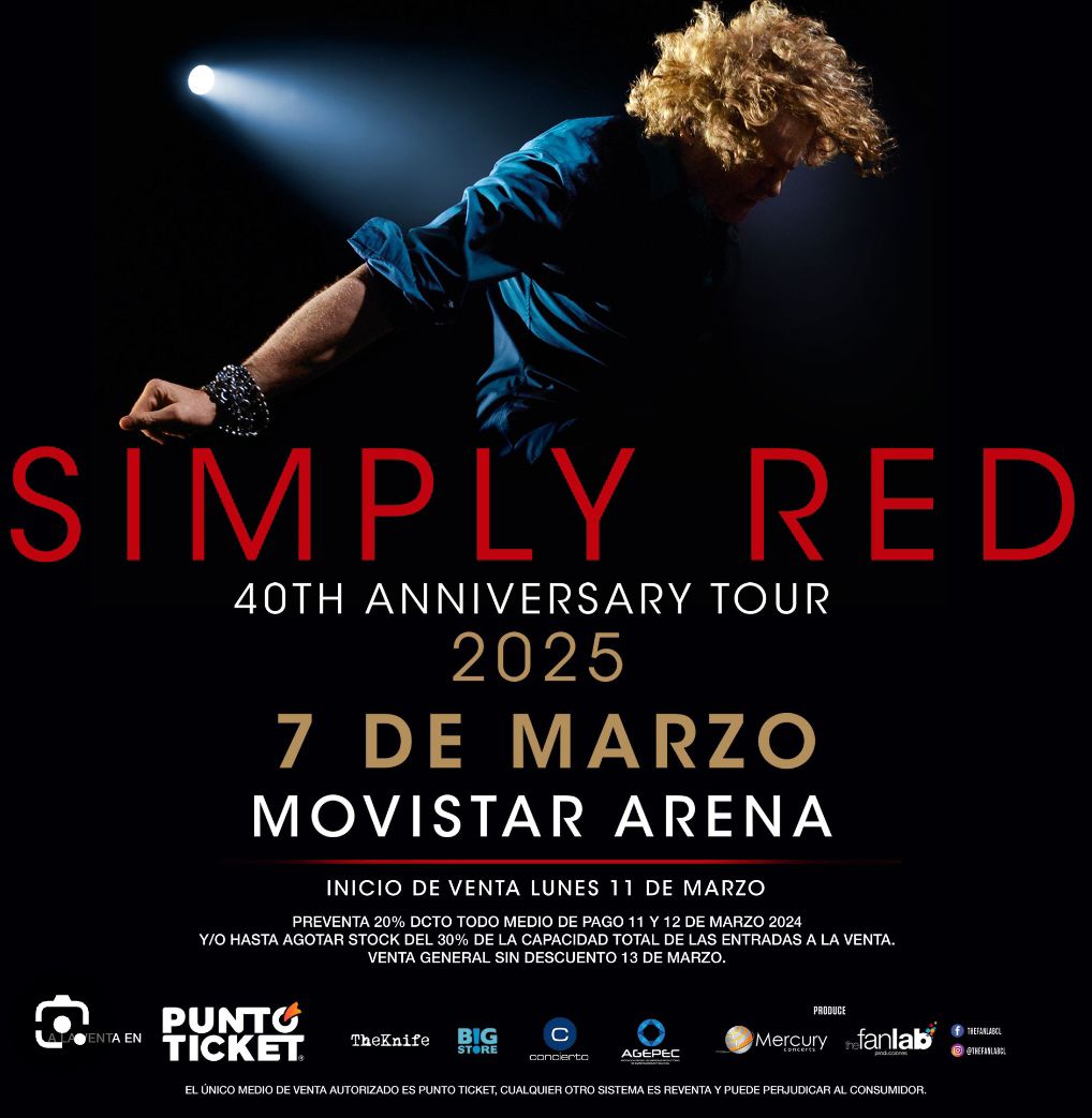 En menos de 6 horas se agotan las entradas para Simply Red y suma segunda fecha para su regreso a Chile…